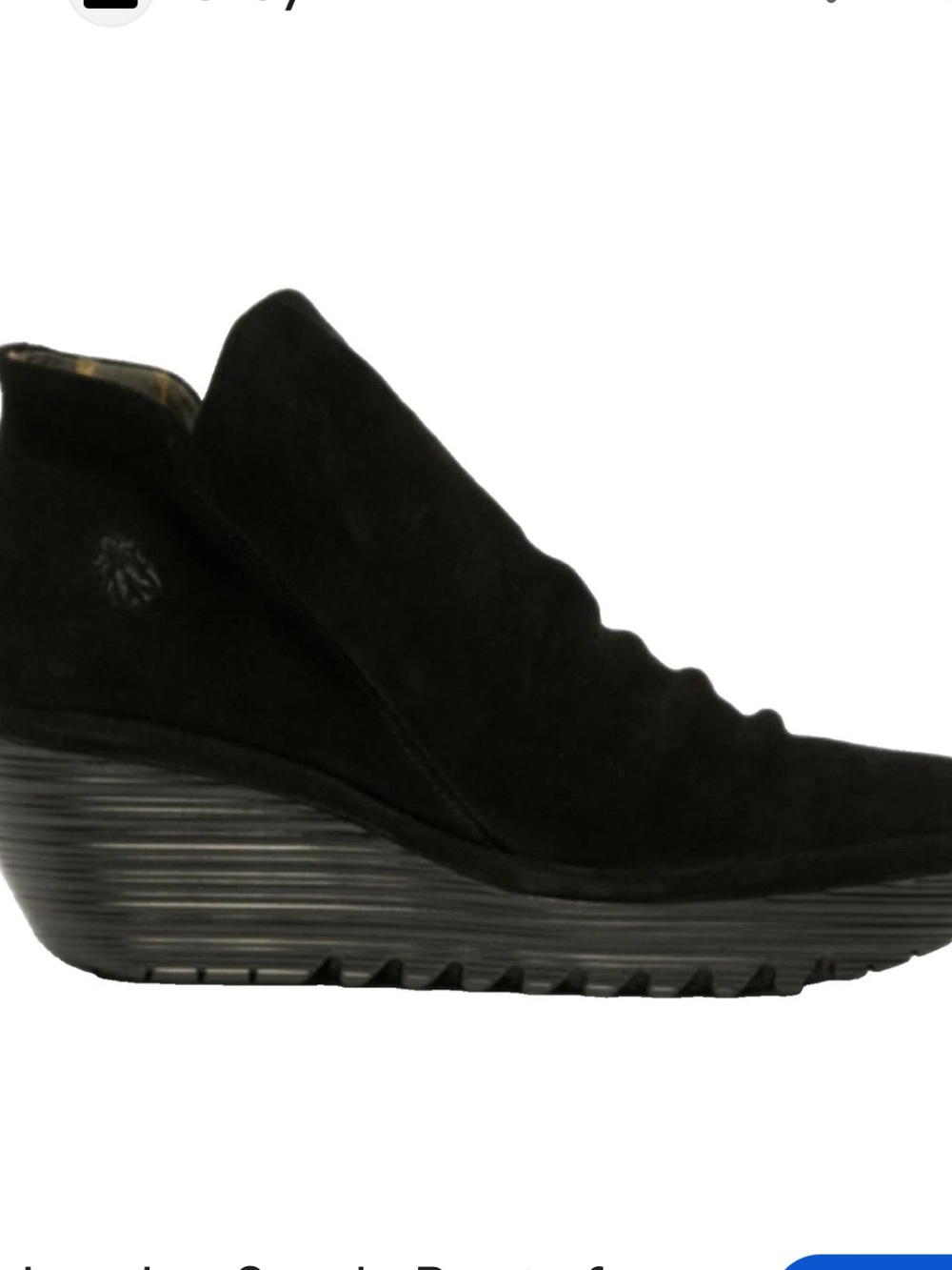 Fly London yegi leather Suede Wedge Ankle Boot. 38